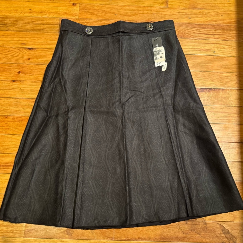 ❤️ SIGNATURE NWT Charcoal A-Line Pleated Wool-Silk Skirt